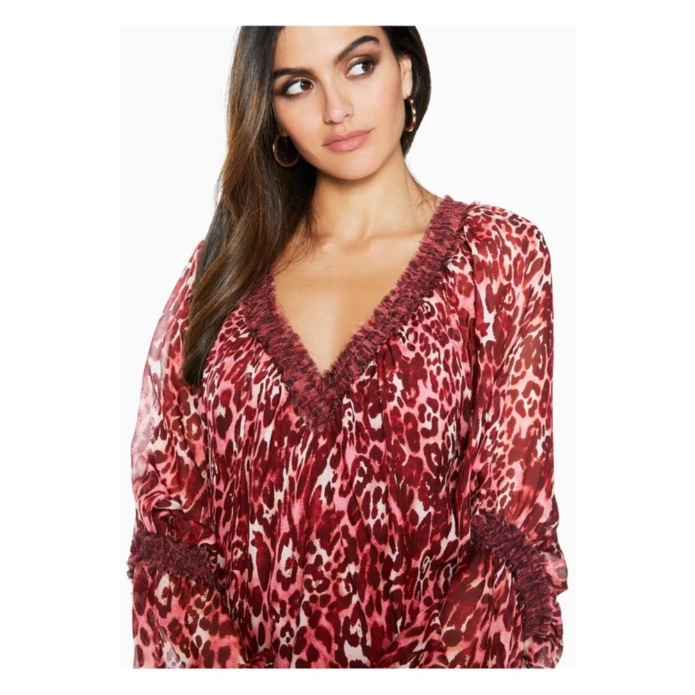 RAMY BROOK SILK ANIMAL PRINT BLOUSE SIZE M PRE LOVED GREAT CONDITION c1